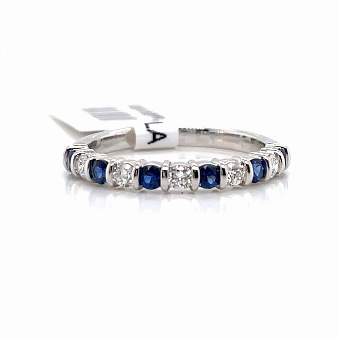 Modern Chic Bremer Jewelry Sapphire and Diamond Half Anniversary Fashion Ring in Platinum (0.64ctw)