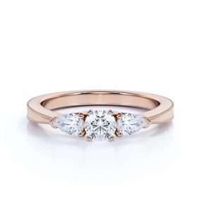 Sweet Memory Three Stone 1 Ct Round Cut Diamond Engagement Ring