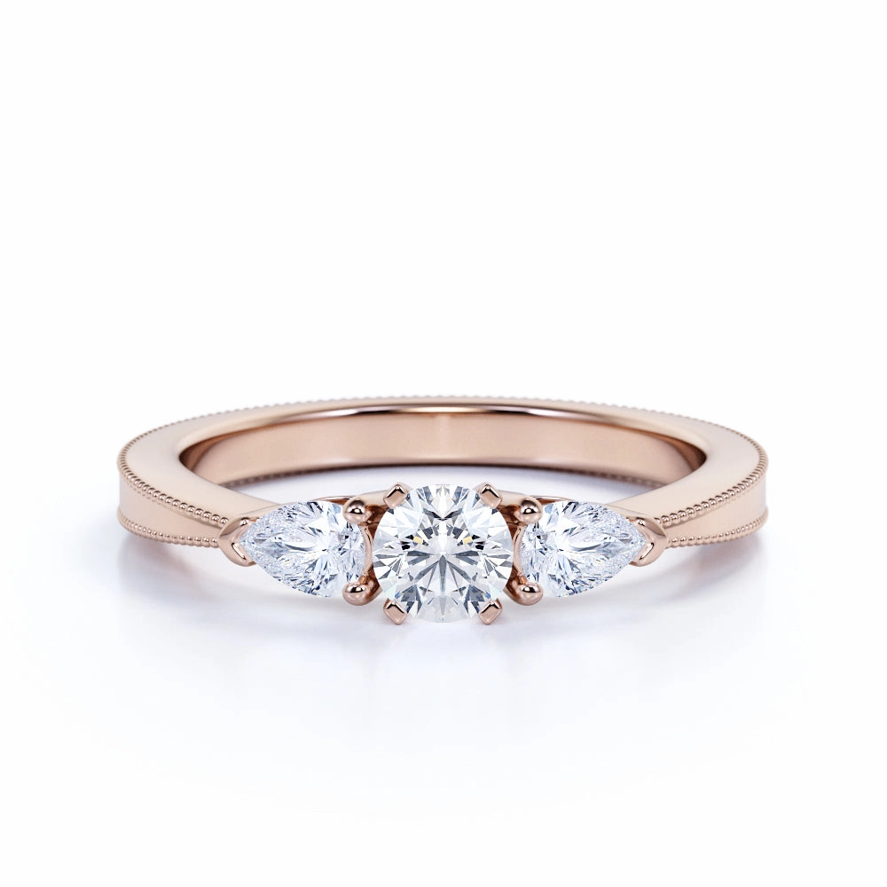 Sweet Memory Three Stone 1 Ct Round Cut Diamond Engagement Ring