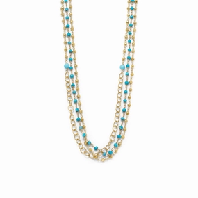 Three Strand Choker Chain Necklace with Gold-plated Sterling Silver Romantic Date