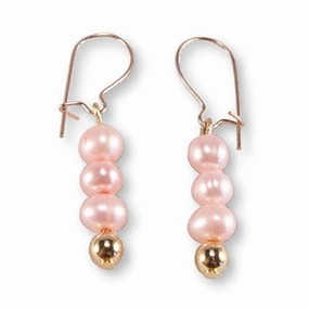 Futuristic Ornament Dyed Pink Cultured Freshwater Pearl Earrings 14K Gold-filled Earwire