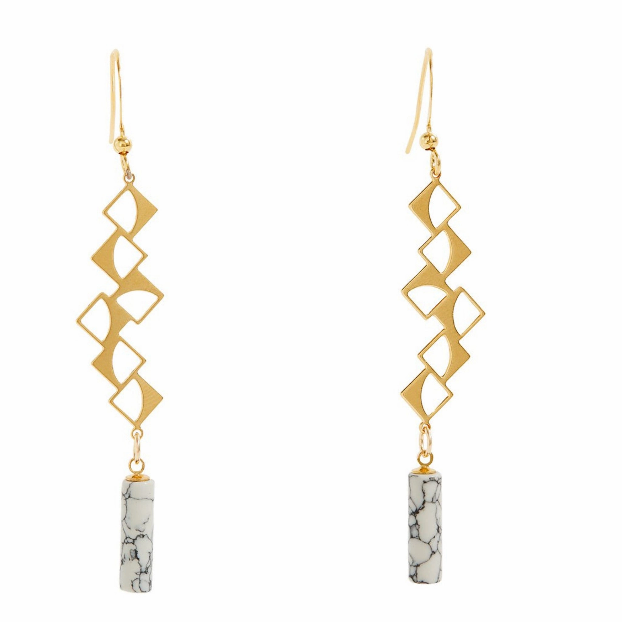 Stunning Essential Moon Phases Earrings with White Howlite Tubes