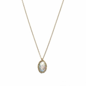 Roman Glass Necklace Oval Shape with Woven Setting Gold-filled Seasonal Accent