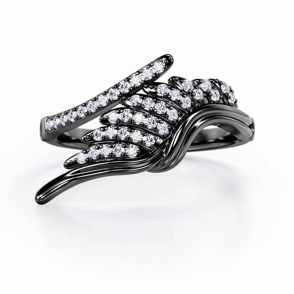 Chic Choice Gala Event Multi Stone 0.25 Carat Round Cut Diamond Open Shank Bypass Engagement Ring In White Gold