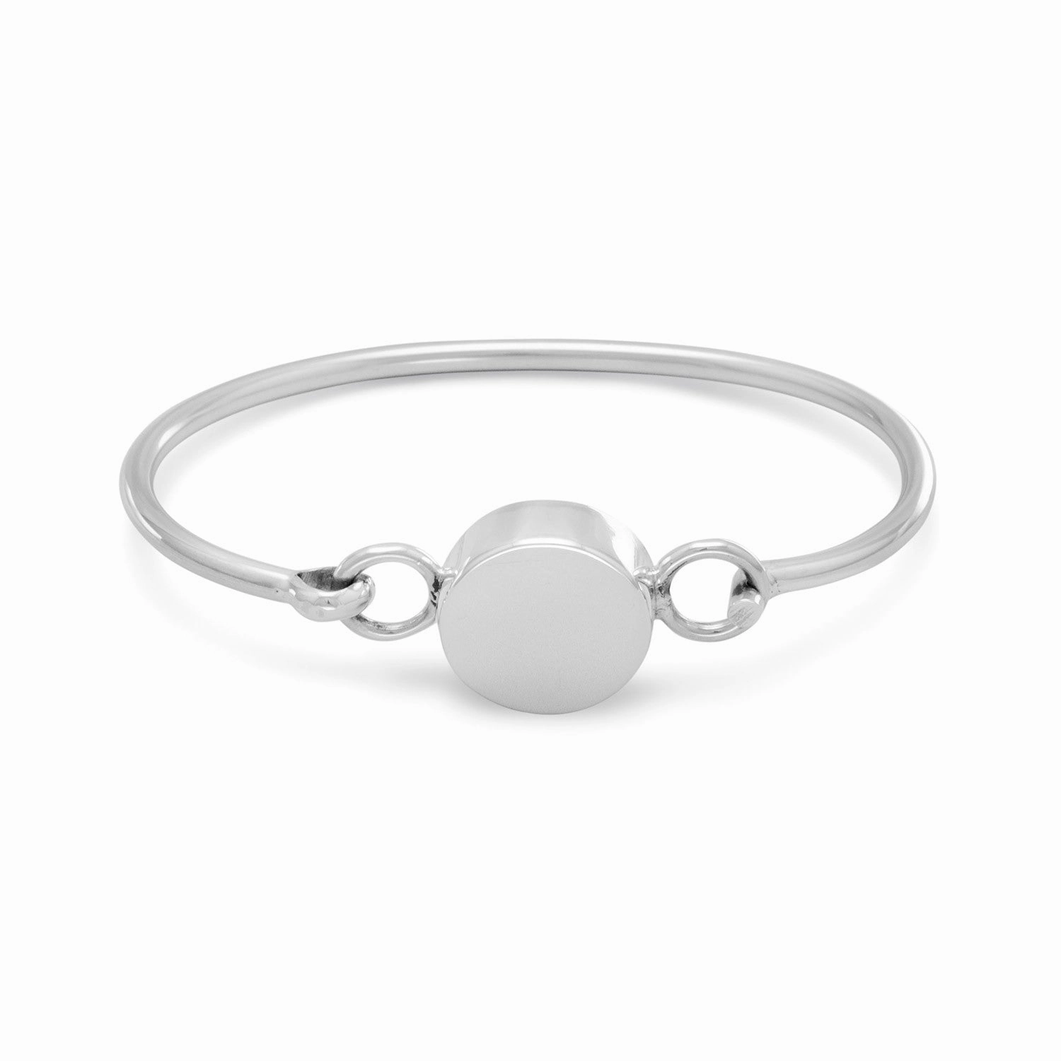 ID Identification Bracelet Bangle Round Shape Sterling Silver Purposefully Designed Featured Design