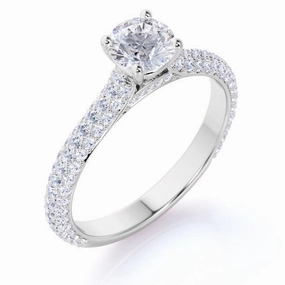 Exquisite work Cultural Gift Micro Pave Set 1.50 Carat Round Cut Moissanite Engagement Ring