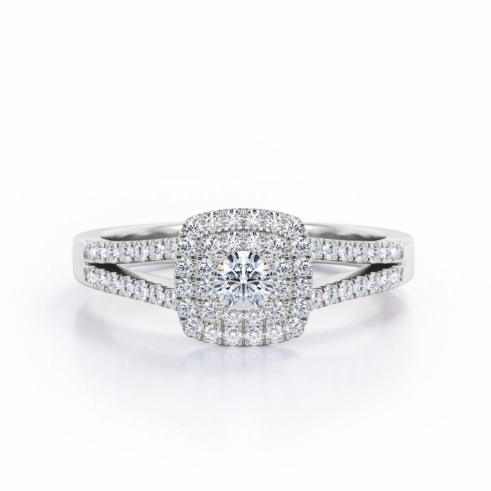 1 Ct Round Cut Diamond Split Shank Engagement Ring Perfect Accent Fantastic Statement