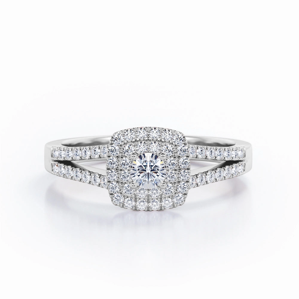 On Trend 1 Ct Round Cut Diamond Split Shank Engagement Ring