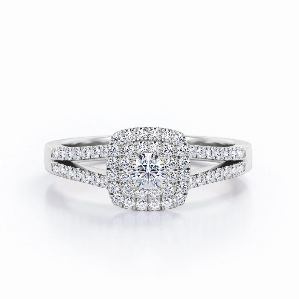 1 Ct Round Cut Diamond Split Shank Engagement Ring Nighttime Gift