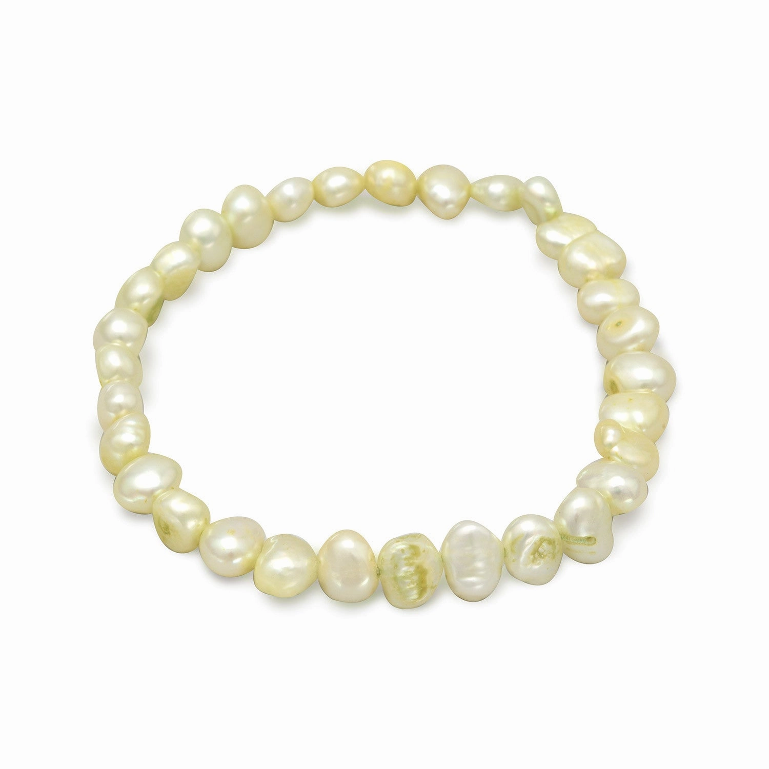 Lime Green Dyed Freshwater Cultured Freshwater Pearl Stretch Bracelet Ancestral Tribute