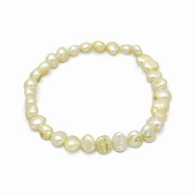 Lime Green Dyed Freshwater Cultured Freshwater Pearl Stretch Bracelet Ancestral Tribute