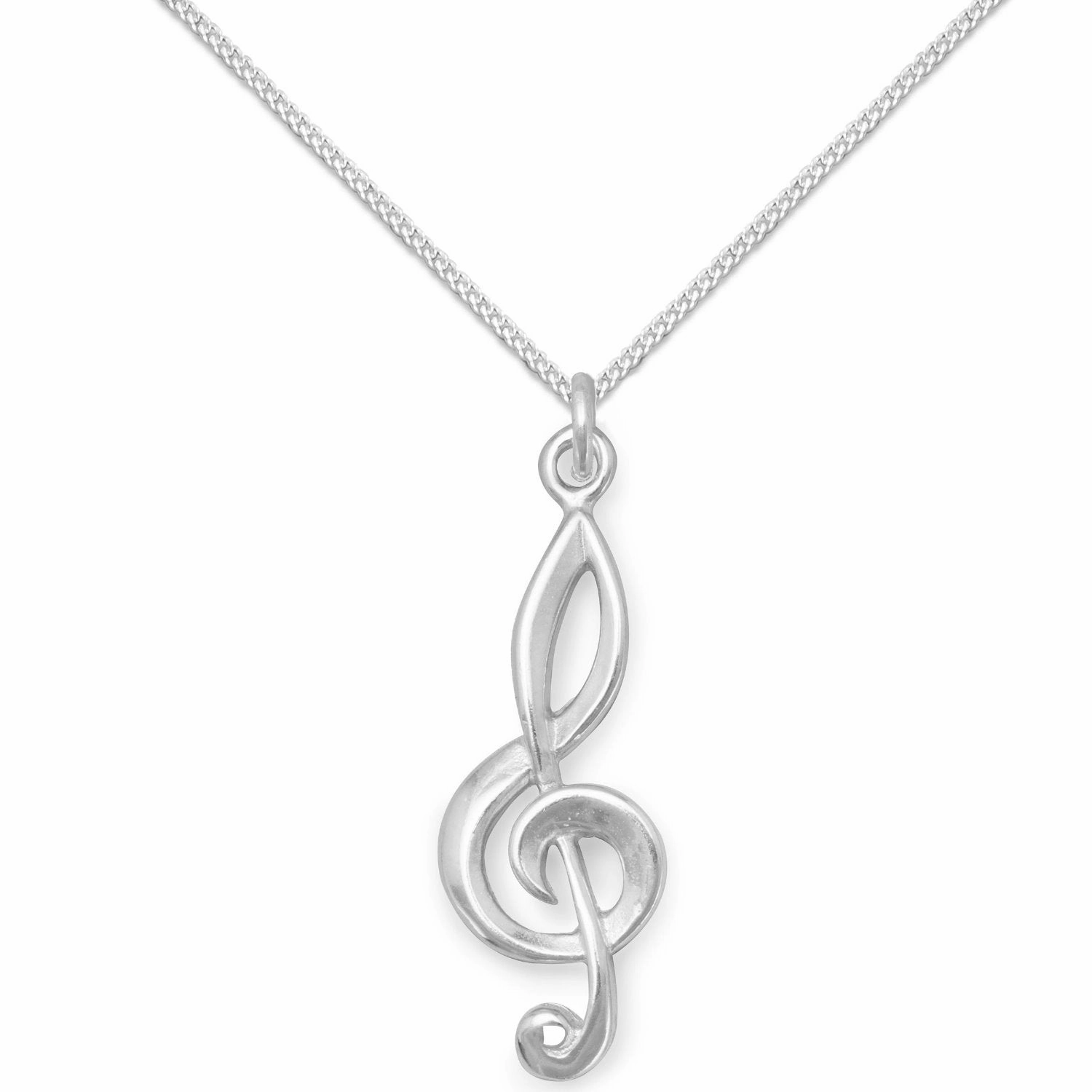 Treble Clef Pendant Necklace Sterling Silver, Chain Included Stylish Outfit Comfortable Adornment
