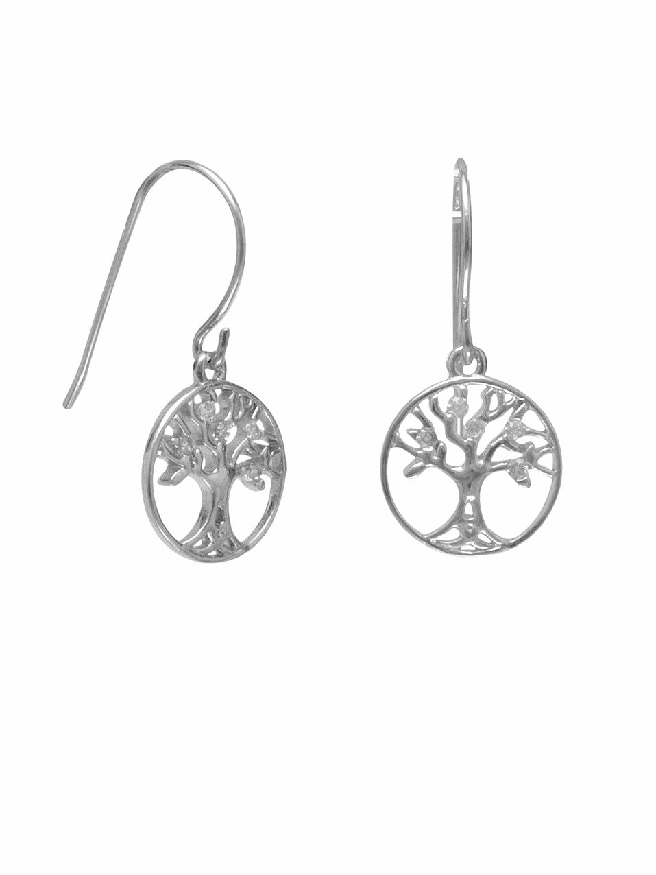 Tree of Life Round Dangle Earrings Rhodium-plated Sterling Silver - Nontarnish Exquisite Adornment Dull Ornament