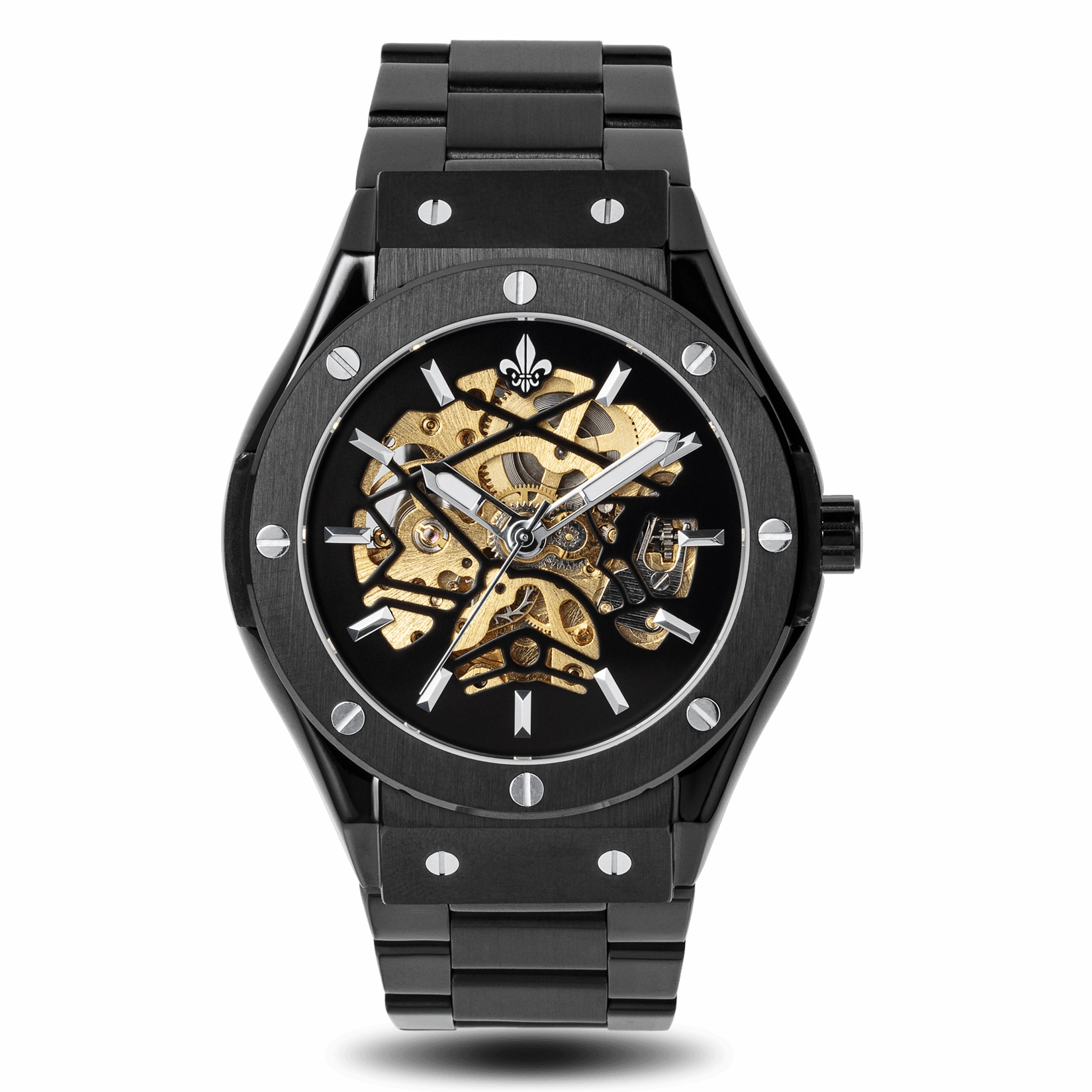 Elegant Profile Fashion-Driven Design Prague Skeleton Automatic Deluxe - Black   Black Link Strap