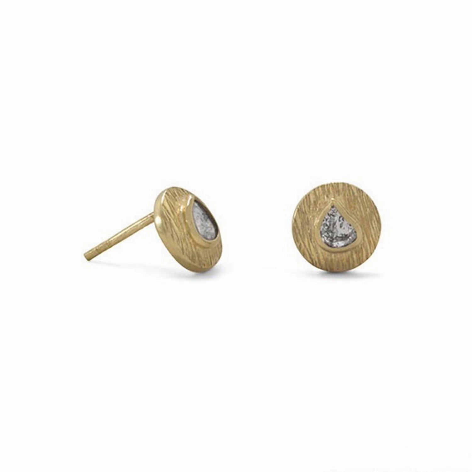 Polki Gray Diamond Earrings Round Gold-plated Sterling Silver Premium accessory Neutral Decoration