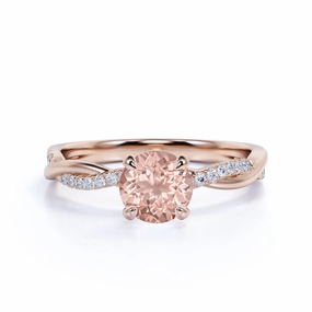 Contemporary Mark HighEnd Trinket Infinity 1 ct Round Lab Created Morganite Engagement Ring