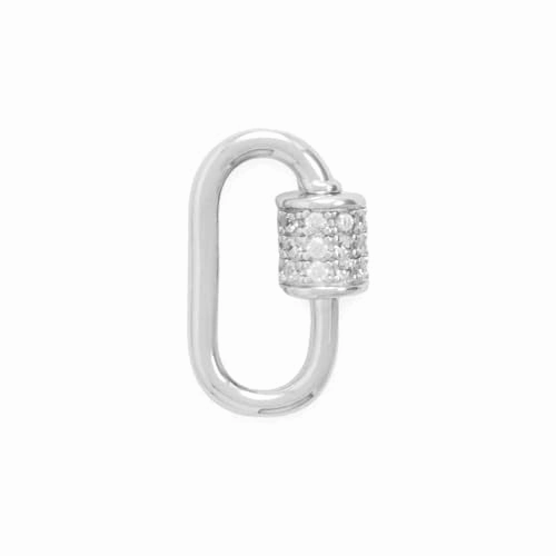 Chic Event Unique Gift Charm Necklace Carabiner Style Adapter Pendant with Cubic Zirconia Accents