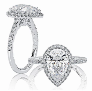A. JAFFE Pear Center Diamond Engagement Ring Setting in 14K White Gold (.44ctw) Trendy Sparkle