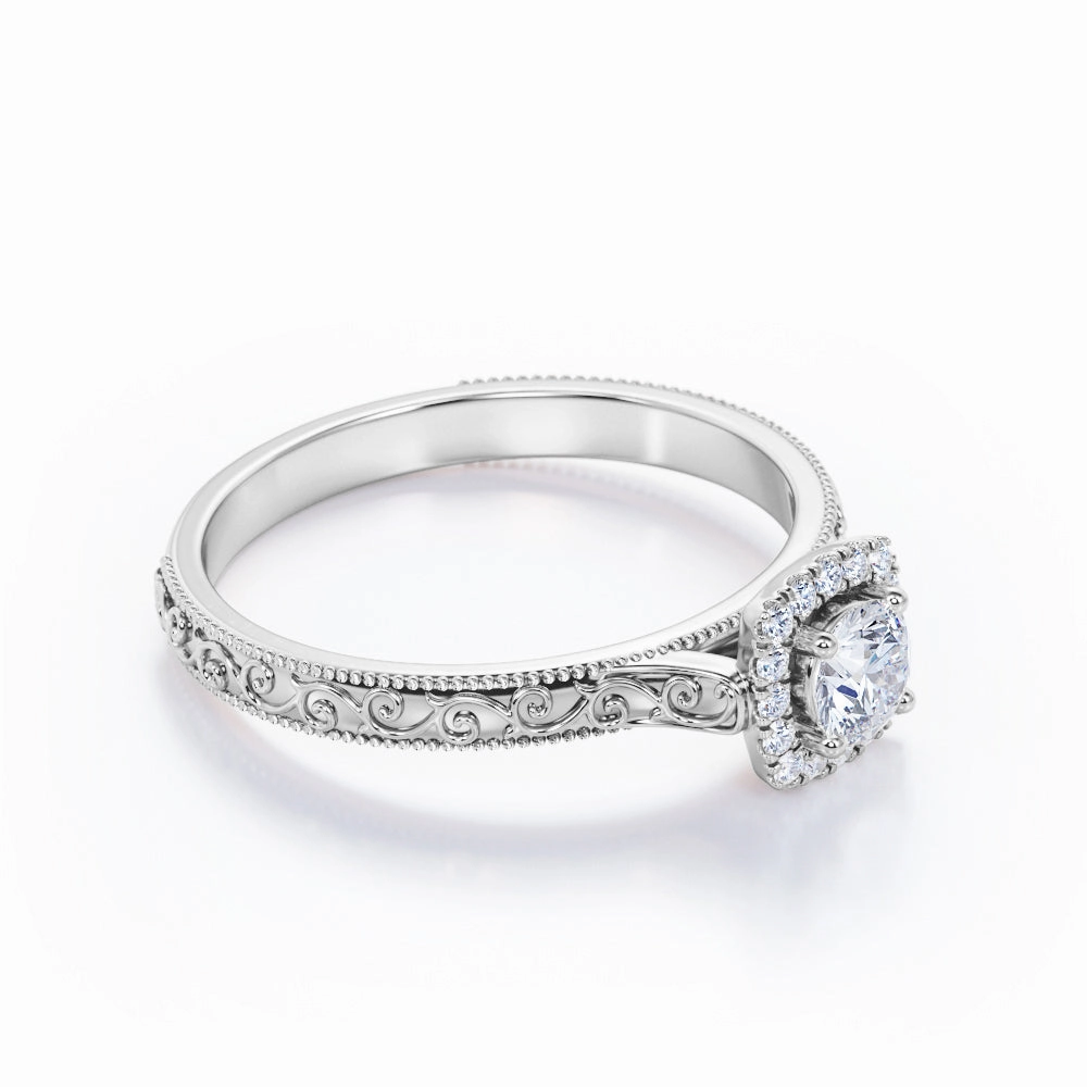 0.50 Ct Round Cut Diamond Art Deco Engagement Ring Refined Style Evening Appeal
