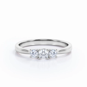 Trilogy 0.50 Ct Round Cut Diamond Engagement Ring Minimalist Adornment Trendy Style