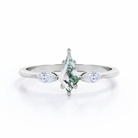 Bold Statement Artistic Craft Trilogy 1 Carat Kite Moss Agate Engagement Ring