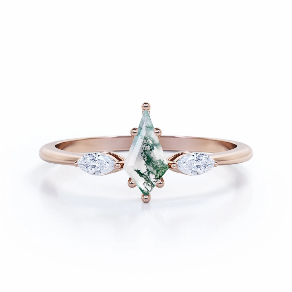 Ornate Product Trilogy 1 Carat Kite Moss Agate Engagement Ring
