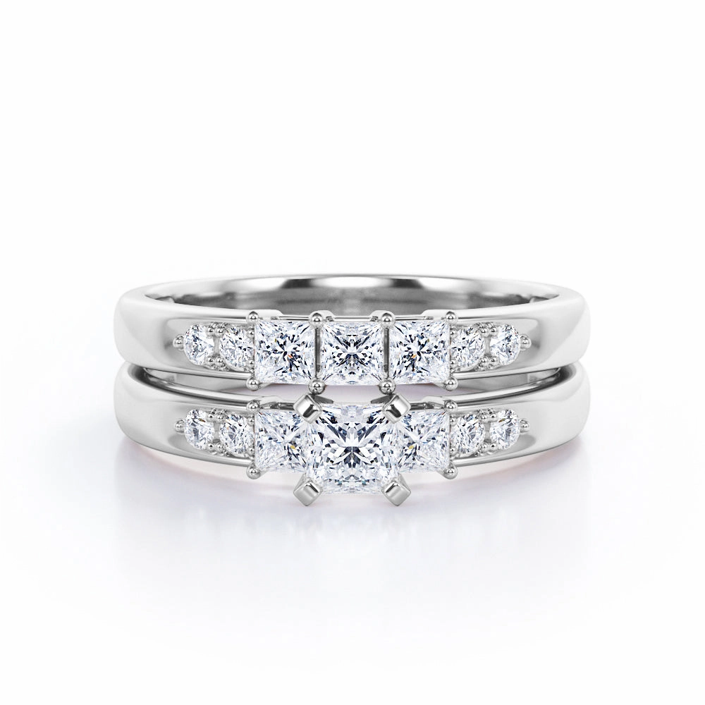 Comfort Fit Trilogy 1 Ct Princess Cut Diamond Bridal Set