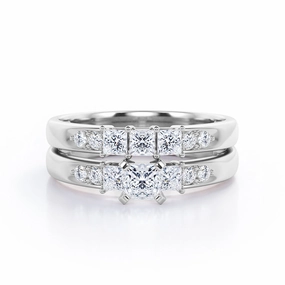 Luxury Expression Trilogy 1 Ct Princess Cut Diamond Bridal Set