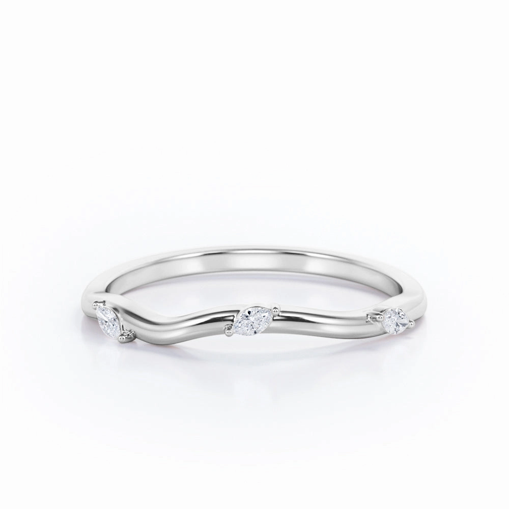 Trilogy - 0.05 TCW Marquise Cut - Curved Wedding Band Universal Design