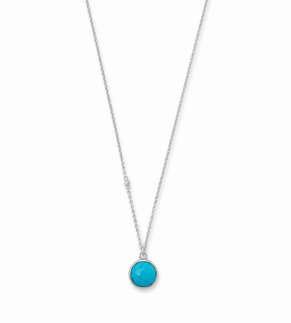 Turquoise Drop Necklace Sterling Silver with Rhodium Finish Travel Detail Elegant Accent