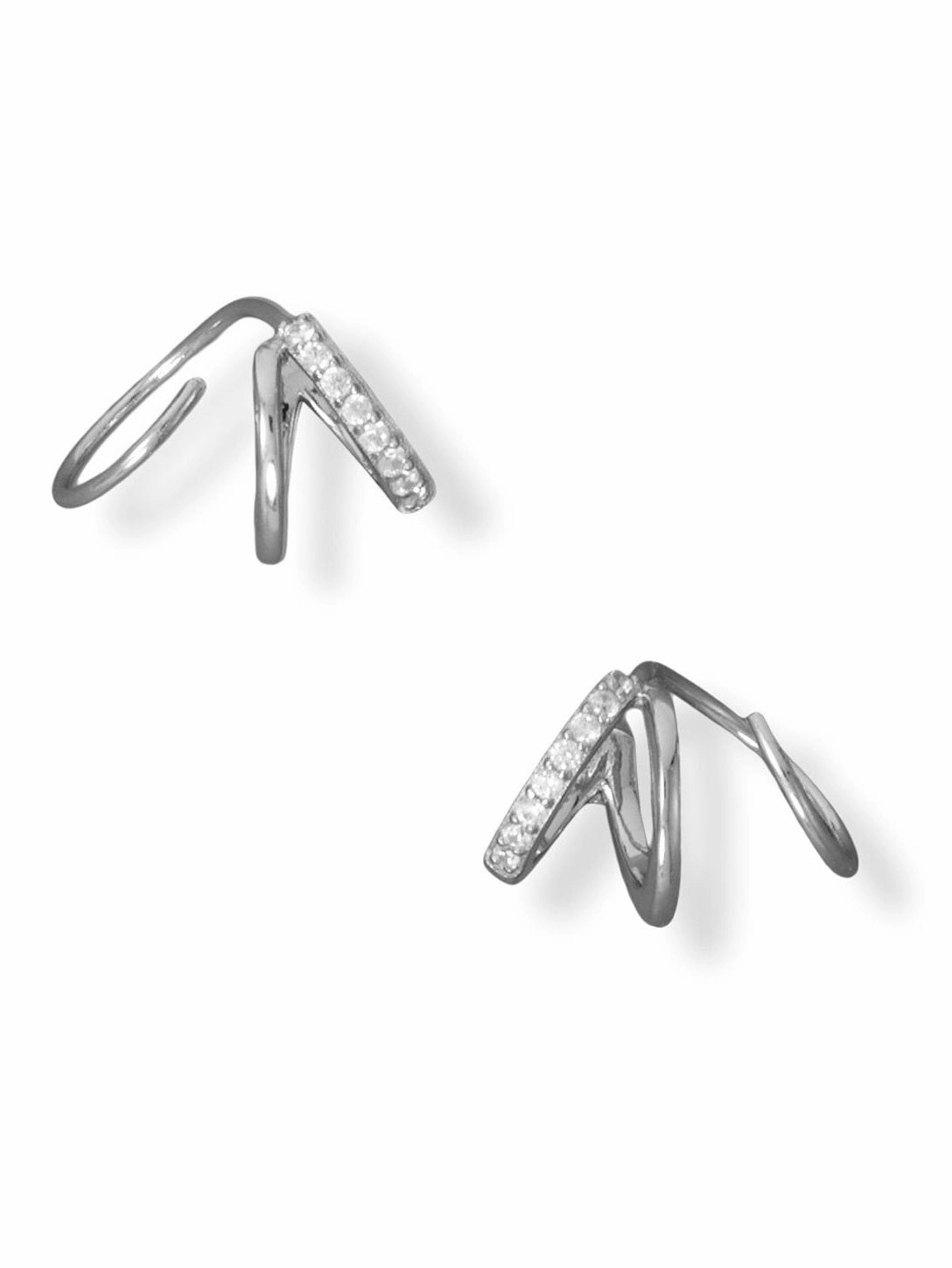 Graceful Choice Unique Vibe Twist-through Hoop Earrings Double Pierce Look with Cubic Zirconia