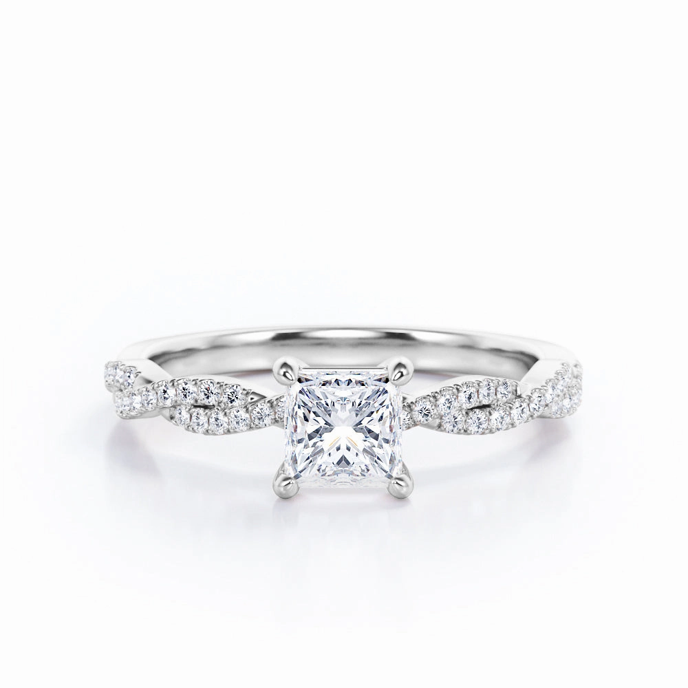 Elegant Creation Trendy Decoration Twisted 0.50 Ct Princess Cut Diamond Engagement Ring