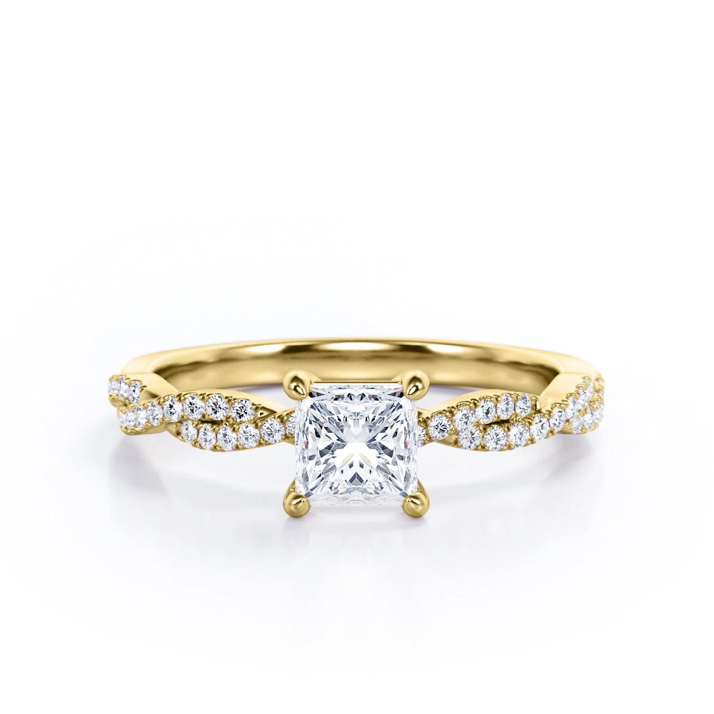 Twisted 0.50 Ct Princess Cut Diamond Engagement Ring Brilliant Accessory