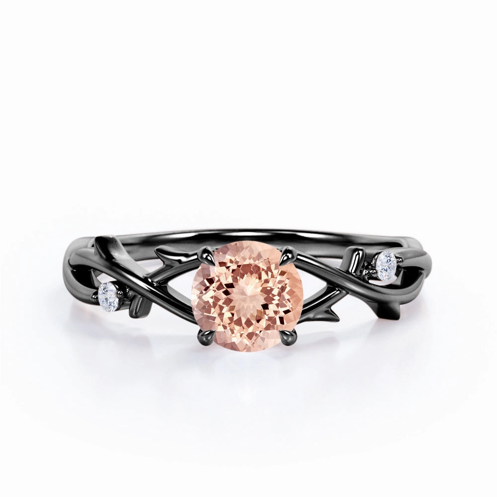 Classic Contour Twisted Twig 0.5 ct Round Morganite Infinity Engagement Ring