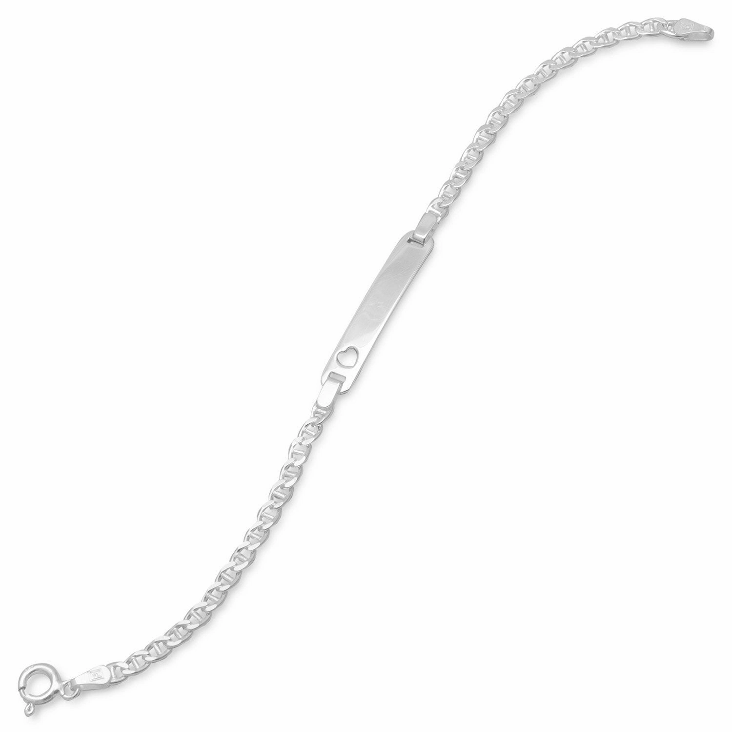 Edgy Accents Perpetually Stylish Identification ID Bracelet with Open Heart Chain