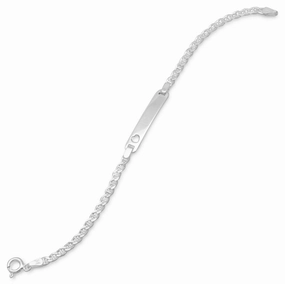 Edgy Accents Perpetually Stylish Identification ID Bracelet with Open Heart Chain