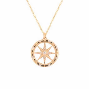 Elegant flair Distinct Highlight Medium Windrose Style Round Diamond Compass Pendant