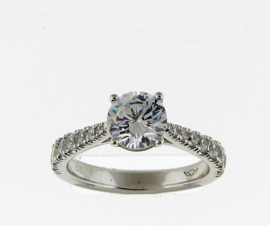 Sophisticated Appeal Round Diamond Engagement Ring Setting in White Gold