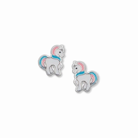 Unicorn Stud Earrings Pink and Blue Enamel Sterling Silver Trendy Trinket Modern Choice