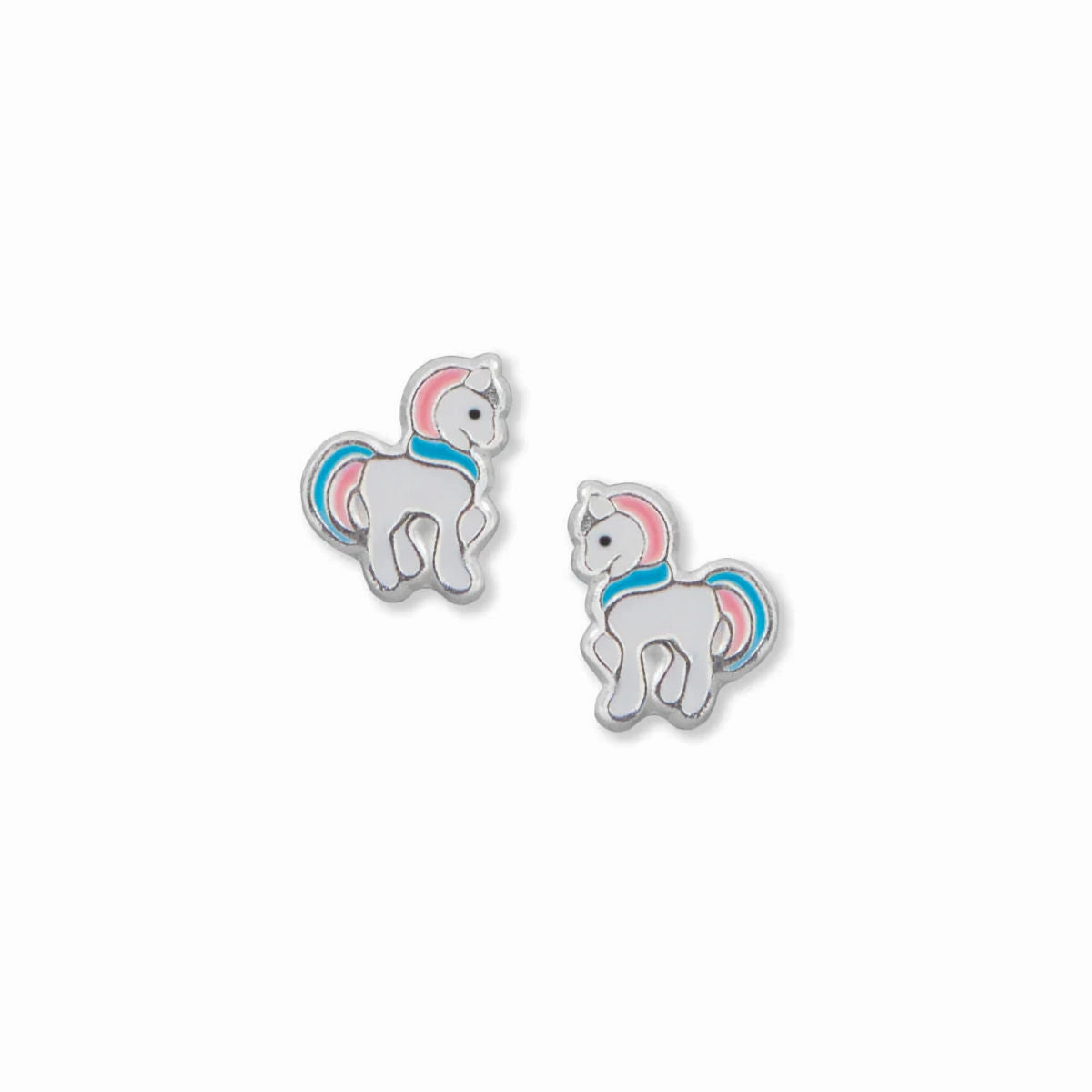 Unicorn Stud Earrings Pink and Blue Enamel Sterling Silver Trendy Trinket Modern Choice