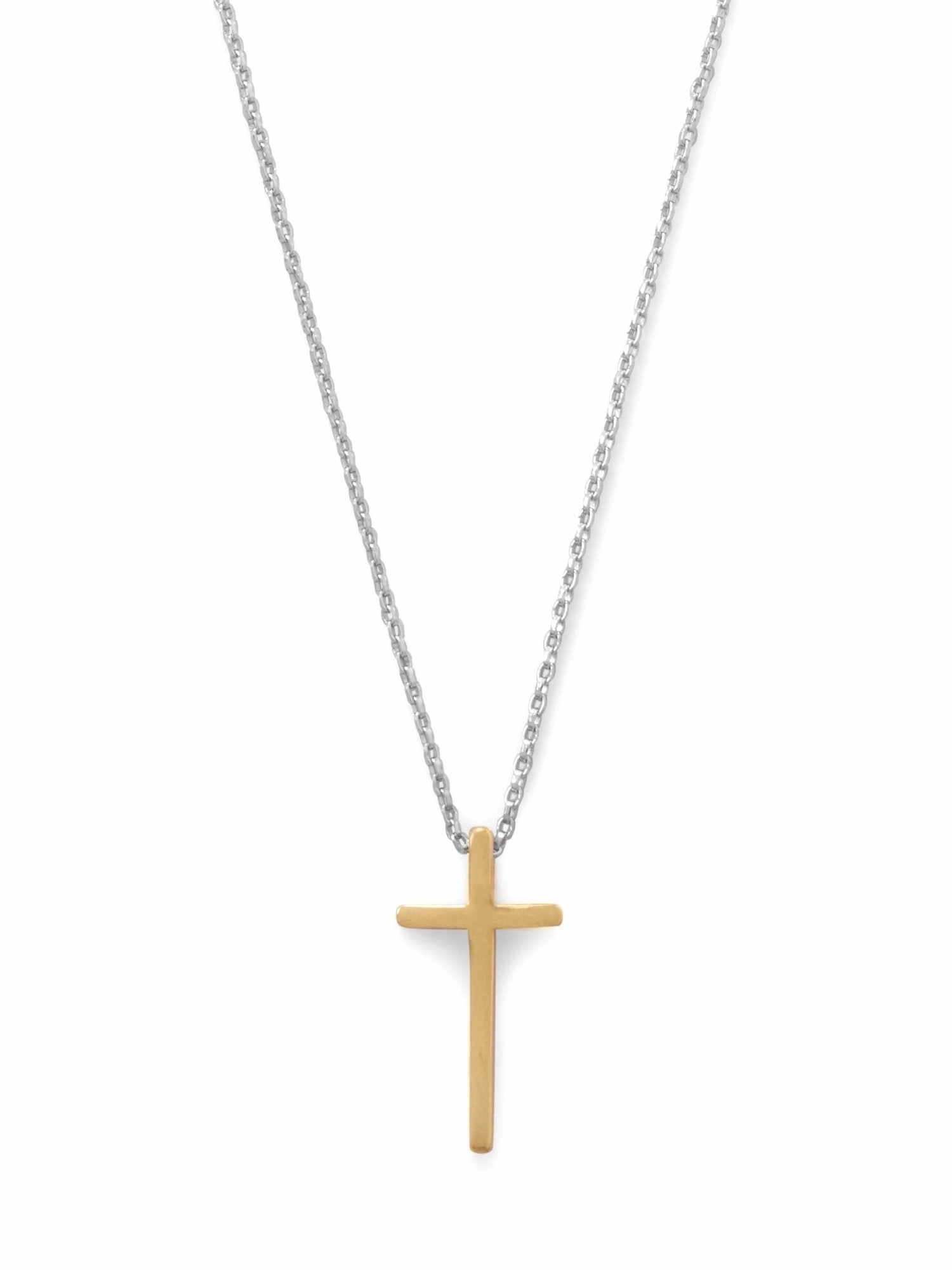 Weather Appropriate Jewelry Cross Necklace Two-tone Gold-plated Sterling Silver Adjustable Length