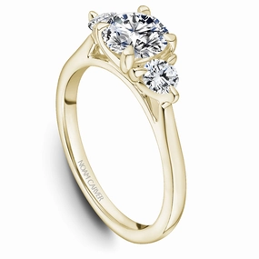 Dainty Sparkle Sparkling Style Noam Carver Three-Stone Diamond Engagement Ring Setting in Yellow Gold