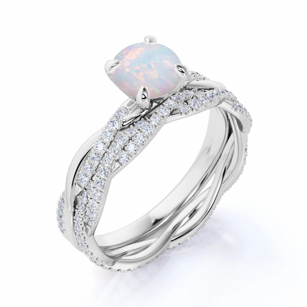 1.75 Ct Round Cut Lab Created Opal Infinity Bridal Set Light Duty