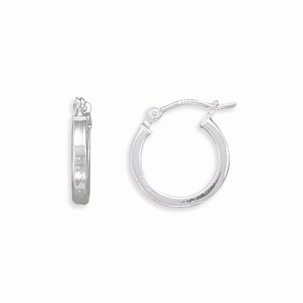 Hoop Earrings Extra Small Square Tube Sterling Silver 14mm Oversized Ornament Small Accent