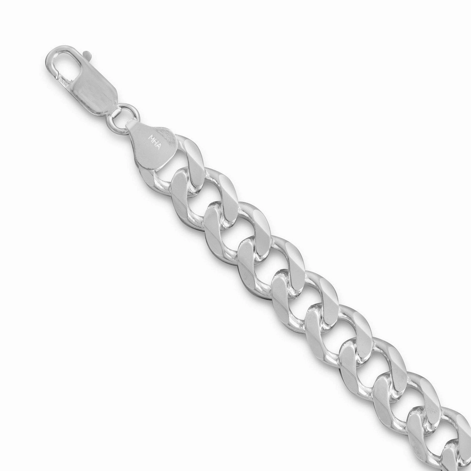 Beveled Curb Chain Necklace 8mm Wide Sterling Silver Luxury Life