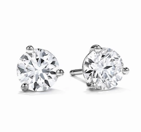Hearts On Fire Round Solitaire/Stud Diamond Earrings in 18K White Gold (.55ctw) Finishing Touch Glam Edge