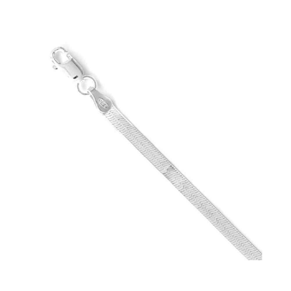 Friendship Gift Confident Woman Superflex Herringbone Necklace Sterling Silver 3.5mm Width