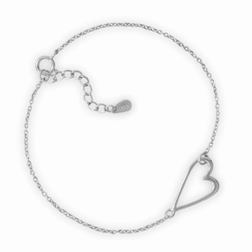 Side Set Wild Heart Bracelet Rhodium on Sterling Silver - Nontarnish, Adjustable Length Happy Synthesis