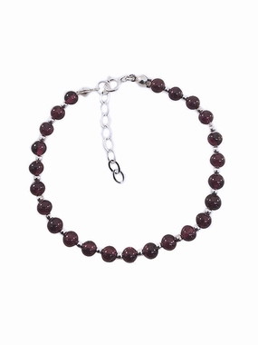 Genuine Garnet Bracelet Adjustable Sterling Silver Handmade Workplace Chic