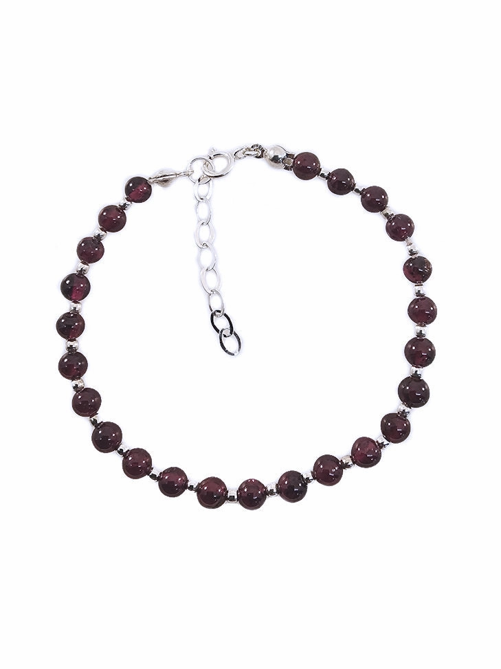 Genuine Garnet Bracelet Adjustable Sterling Silver Handmade Workplace Chic